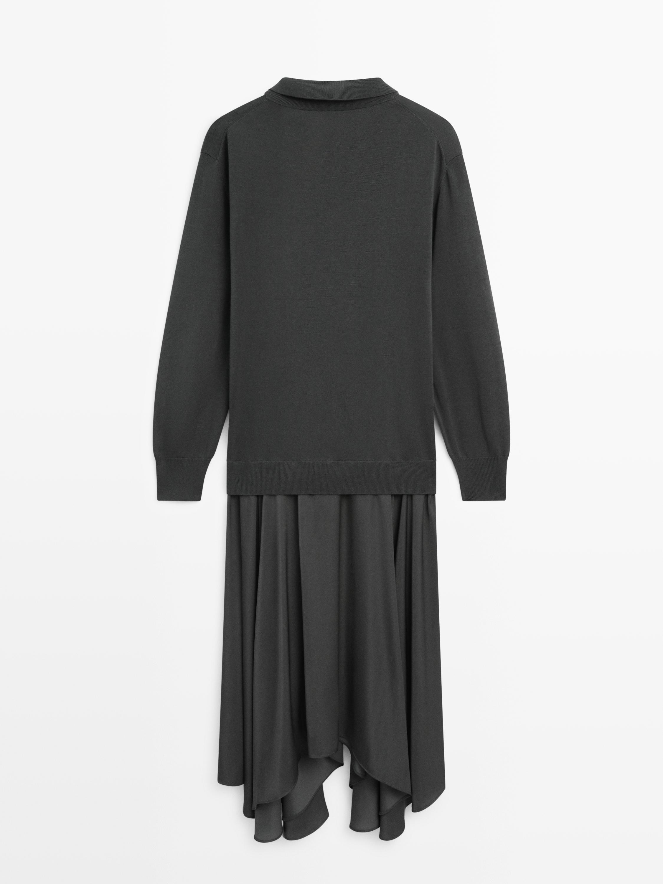 Contrast knit polo dress
